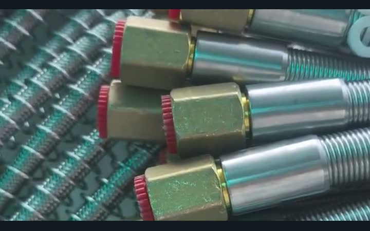 Approved close view of an end connection on a braided metal hose assembly